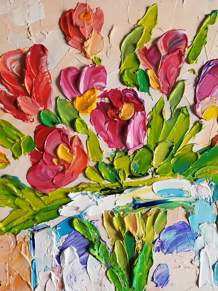 Tulip Painting Floral Original Design Flower Wall Decor Cute Poster