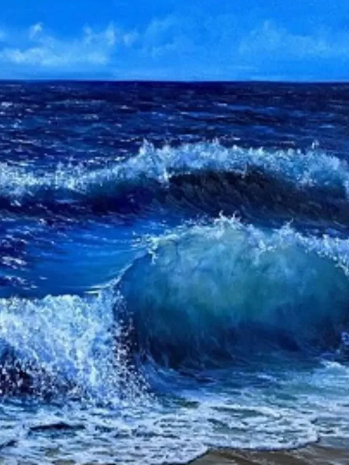 Painting on canvas “Blue Sea”, oil, size 60 by 90 cm