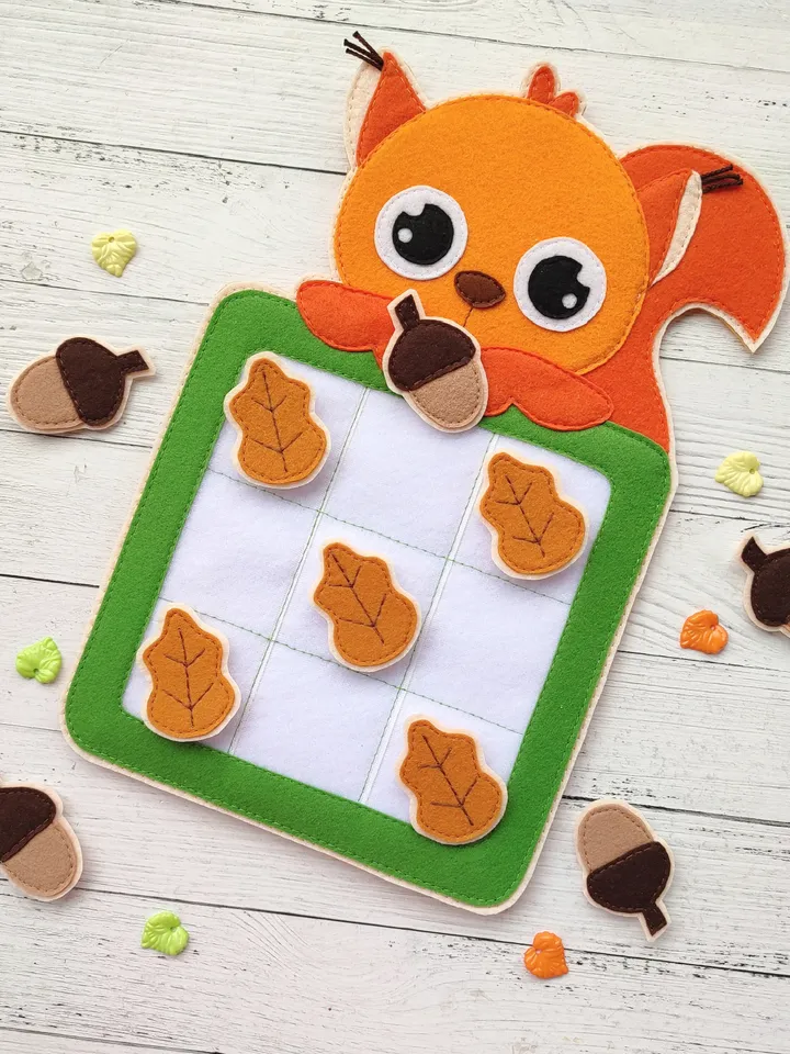 Tic tac toe game Pattern PDF, Felt tic tac toe board, Quiet book pattern svg, Felt sewing pattern ideas for baby 1, 2, 3 year old gift