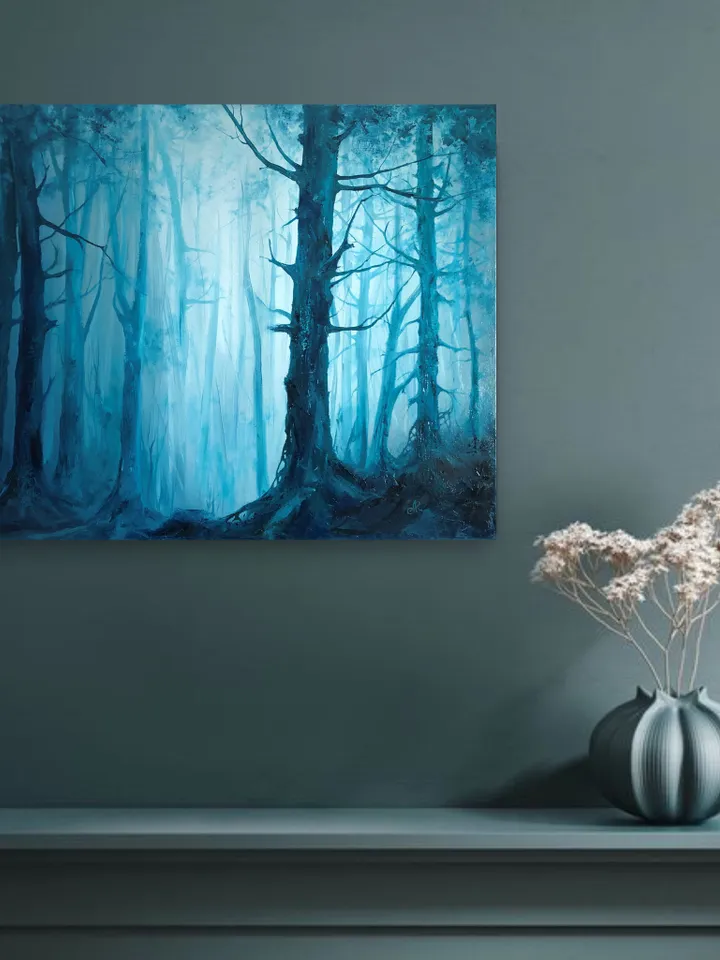 Forest Painting Original Oil Painting on Canvas Foggy Forest Landscape Artwork Misty Forest Painting