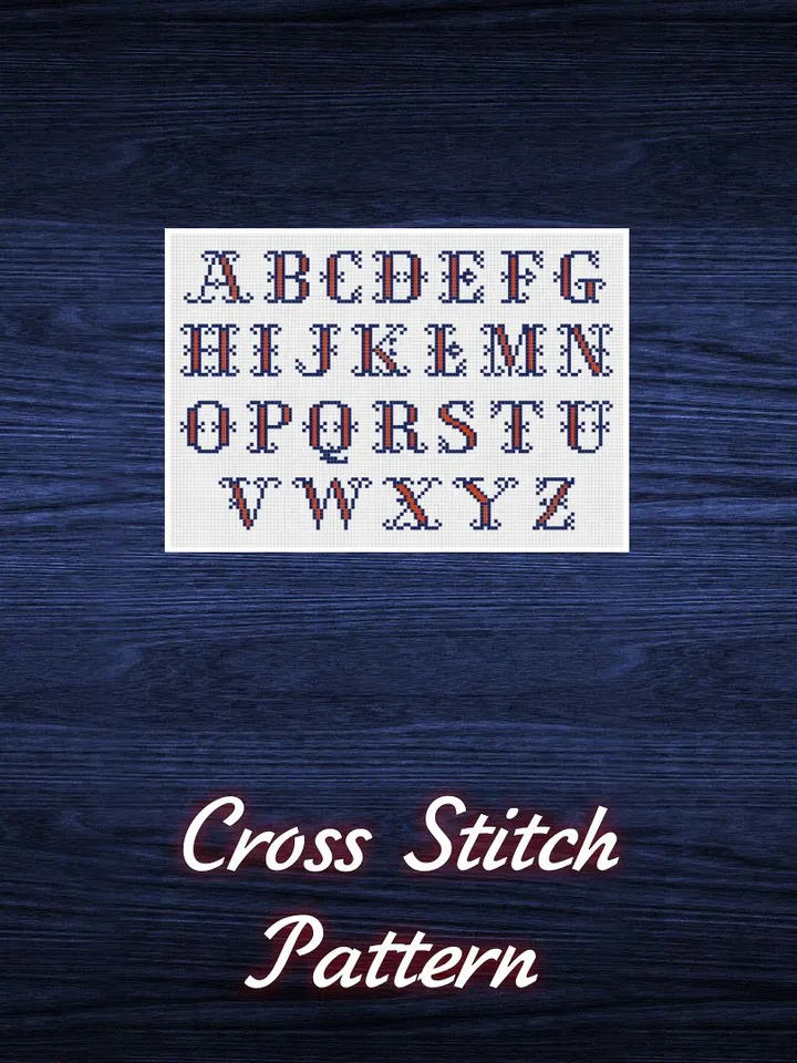 Vintage Cross Stitch Pattern Alphabet Counted Digital Download PDF