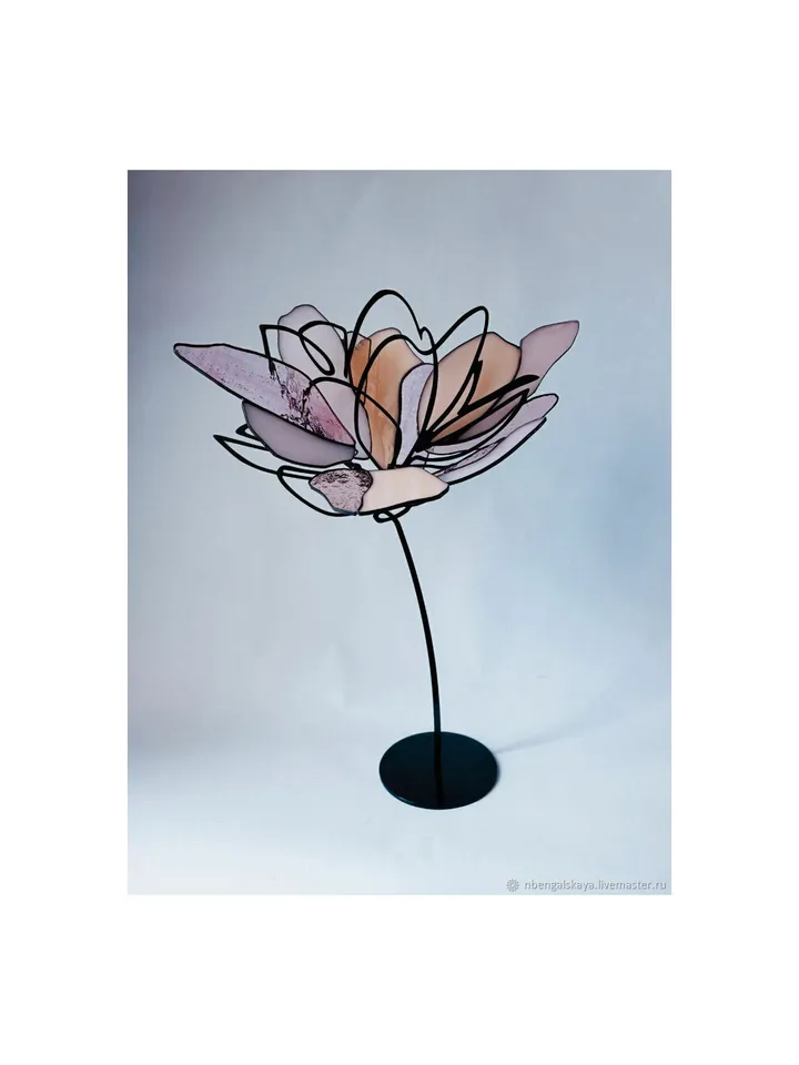 Stained glass lotus, Tiffany glass flower, handmade glass sculpture, lotus home decor, stained glass ornament, glass art flower, Tiffany-style decor, glass lotus gift, mindful home accessory, spiritual gift decor, zen home accent, botanical stained glass 