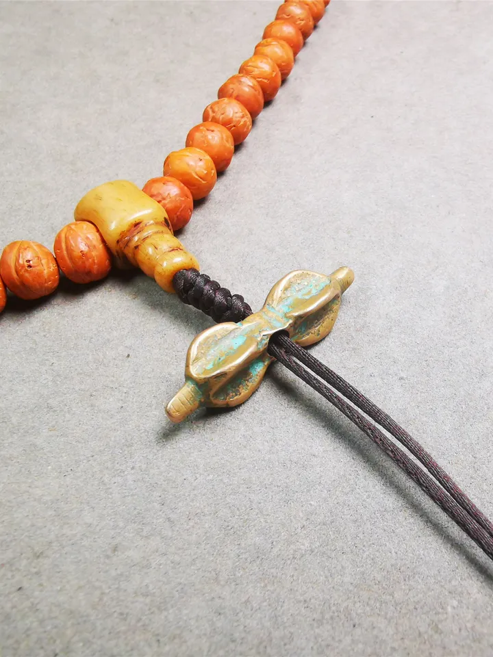 Gandhanra Old Tibetan Amulet,Vajra Pendant for Mala,Bag Hanging,Prayer Bead Accessories,1.26&quot; × 0.3&quot;