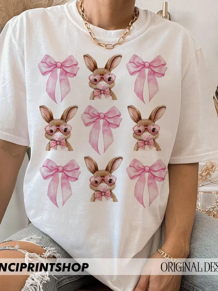 Easter Bunny Coquette PNG, Easter Bunny png, Easter png, Bunny Bow png, Happy Easter png, Retro Easter png, Coquette Easter png, Bunny png