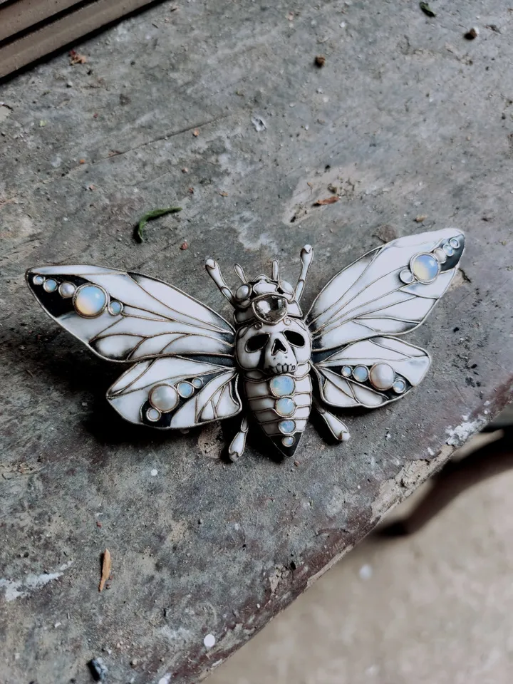 Moth brooch, Gothic moth, Moth jewel, Gothic Moth pin, Art Deco brooch
