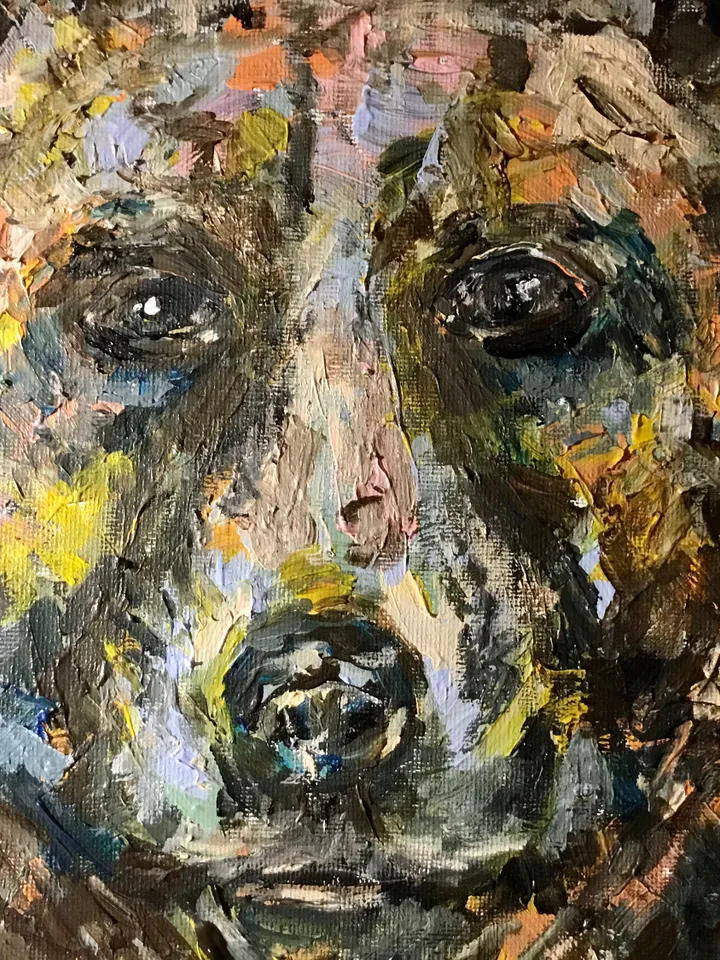 Bear original acrylic painting on canvas board,kids room decoration,funny animals mix media painting,animals painting.