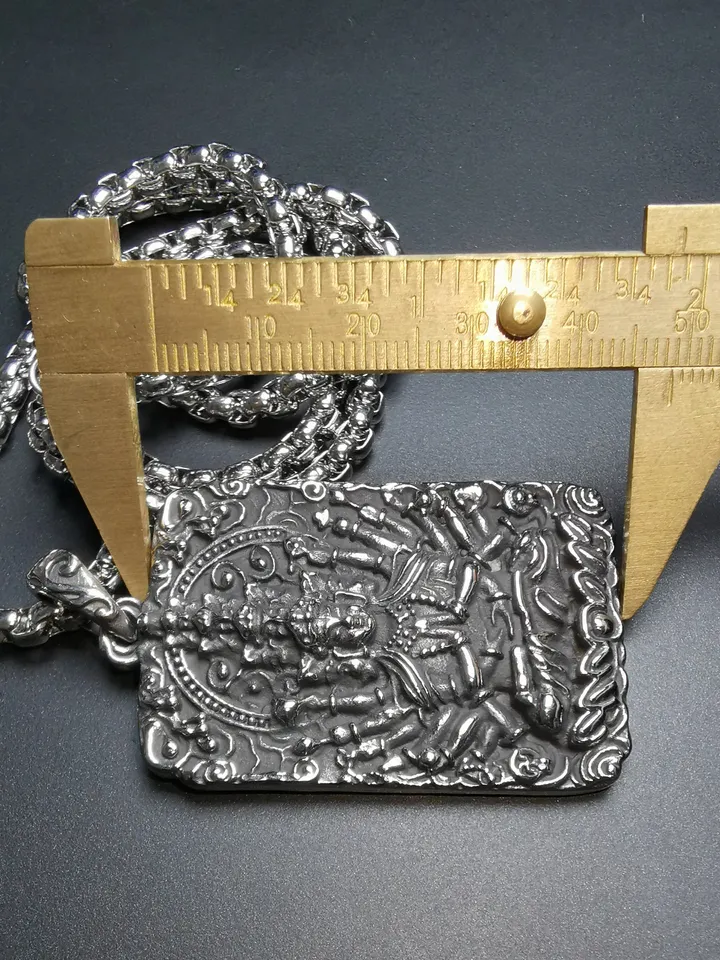 Gandhanra Handmade Titanium Steel Amulet Tag Necklace,Chenrezig,Padmapani,Avalokitesvara, Tibetan Buddhist Jewelry,Protection Necklace