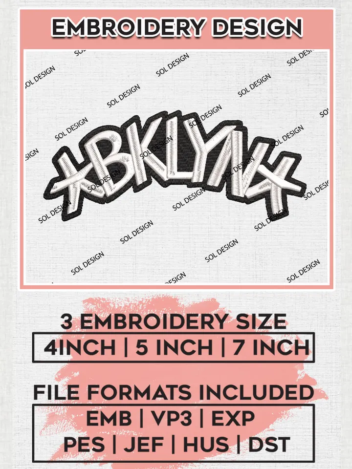 NBA Bklyn Logo Embroidery Designs, Brooklyn Nets Logo Embroidery Designs, Basketball Team Logo Emb Files, NBA Team, 3 sizes, Machine embroidery Files, Digital Download