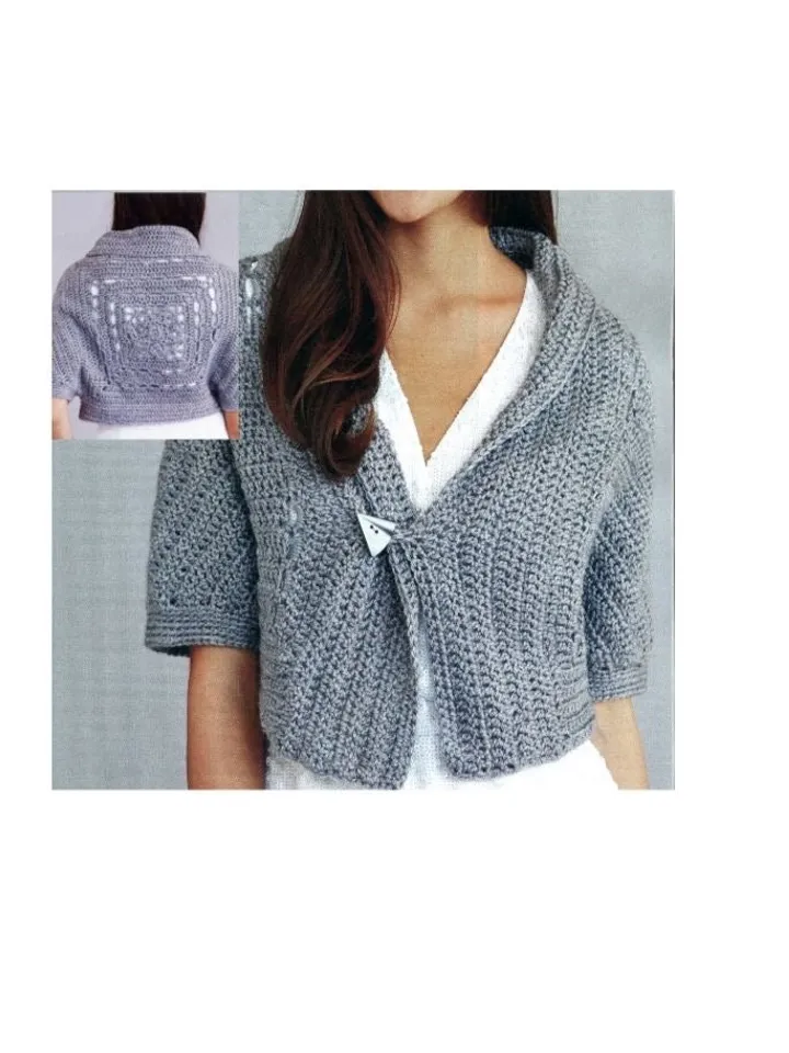 Cropped cardigan crochet pattern, easy cardigan , short cardigan, bolero crochet pattern pdf