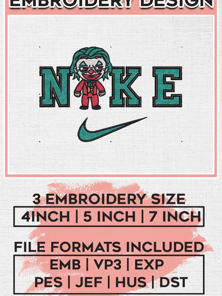 Ni.kee Joker Halloween Embroidery designs, DC Comics Machine embroidery designs, Halloween embroidery files, Machine Embroidery Digitized Pes Files, Digital Download