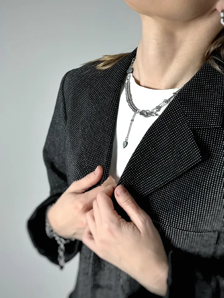 Chain Necklace with Mother of Pearl Hearts Stainless Steel Jewelry for Women Stylish Gift for Her