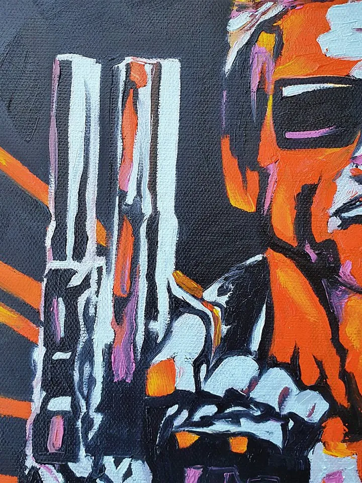 Terminator Painting Movie Original Art Fan Wall Art Schwarzenegger Oil Painting
