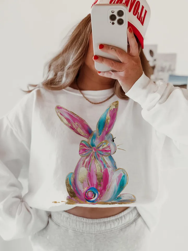 Brushstroke bunny easter png, bunny coquette bow png, pink bunny png, easter png, retro easter png, Png, Girls easter png, preppy easter png