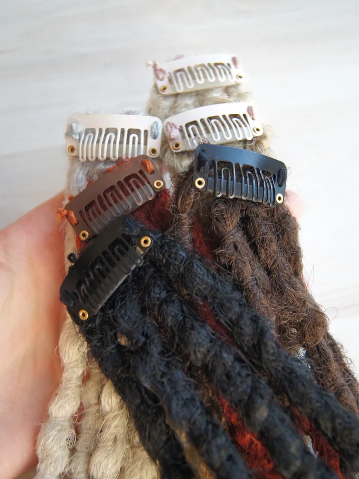 Clip In 4 Dreadlock Extensions Crochet dreads Custom Synthetic Hair Boho Hair Wraps Beads
