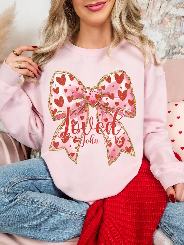 Christian Valentines Png, Loved John 3:16 Png, Retro Valentine Png, Valentines Day Png, Bible Verse Png, XOXO Png, Checkered Varsity Png