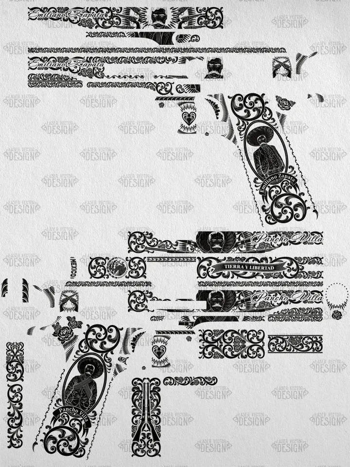 VECTOR DESIGN Colt 1911 government Emiliano Zapata and Pancho Villa