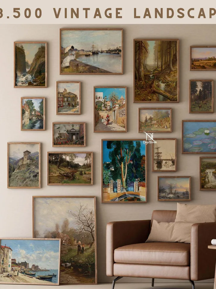 43500+ Antique Landscape Poster Pack Digital Country Nature Prints Bundle Rustic Mountain Art Scenic Wall Decor Printable Vintage Download