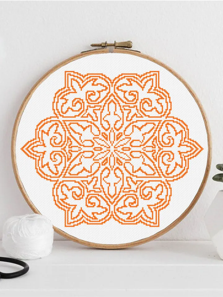 Mandala set cross stitch pattern download PDF, Monochrome mandala embroidery, Mandala digital PDF, Floral ornament cross stitch chart #S12