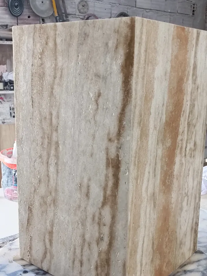 Travertine cube table, nightstand real travertine marble handmade and free shipping end table,side table 23.6" height
