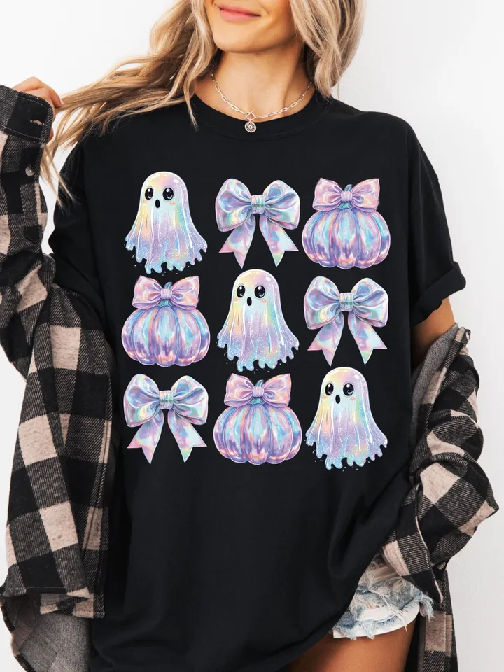 Retro Disco Iridescent Ghost Sublimation PNG Cute Disco Ghost PNG Retro Cute Ghost PNG Glitter Ghost Adorable Ghost Png Spooky Vibes Png