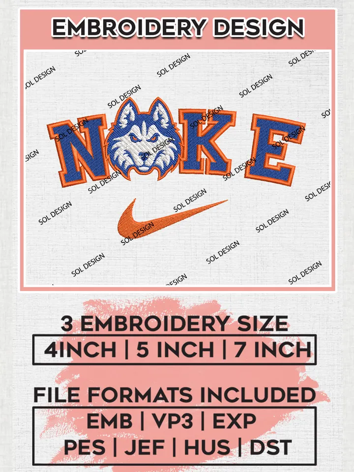 Nike Houston Christian Huskies Machine Embroidery Design, NCAA Houston Christian Huskies Embroidery Design Design files, NCAA Embroidery Designs, NCAA Machine Embroidery Designs, Digital Download