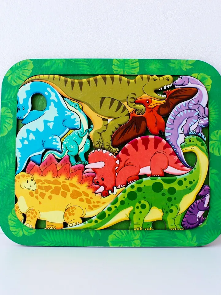 Wooden dinosaur toy, Montessori toys for Toddler Age 2 3 4 5 year, activity toys