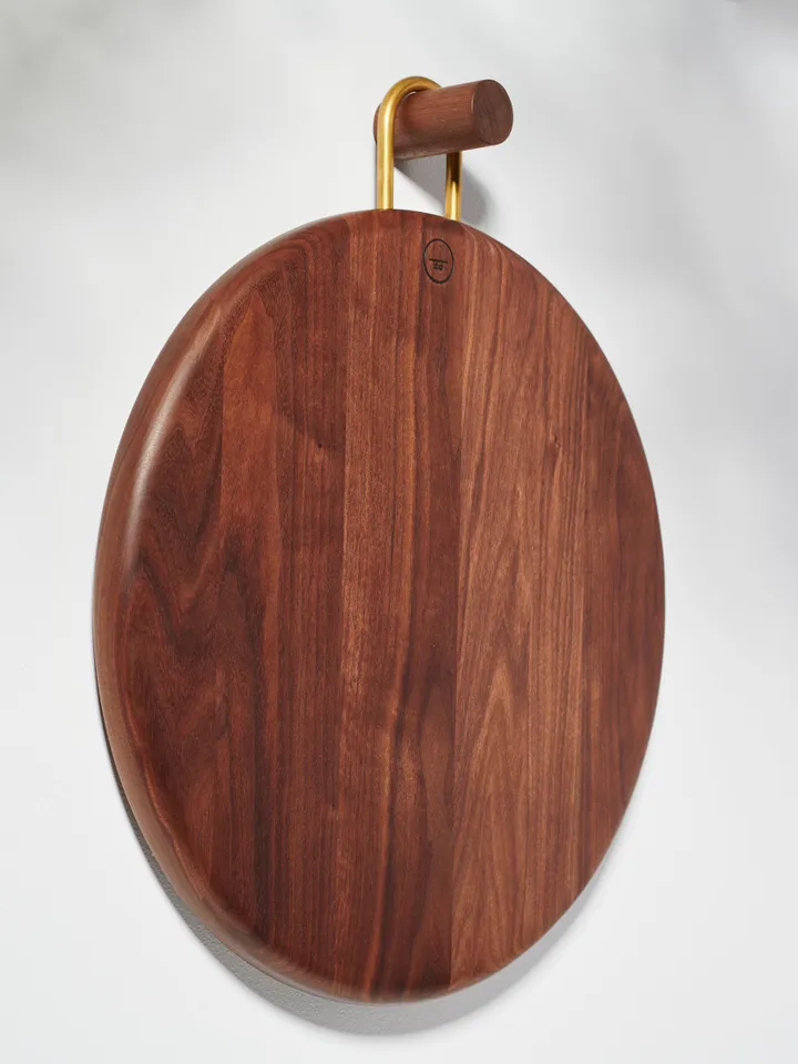 Walnut and Brass Cutting Board - Curvy round and smooth shape