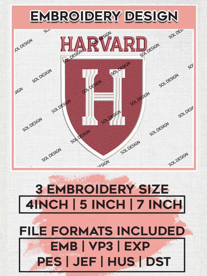 NCAA Harvard Crimson Team Logo embroidery designs, NCAA Harvard Crimson Logo Machine embroidery designs, NCAA Logo embroidery designs, NCAA Lopes Machine embroidery designs, Digital Download
