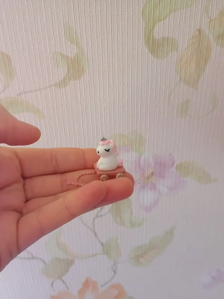 Unicorn on a cart. Puppet miniature. Scale 1:12. Dollhouse miniature.1:12 scale.