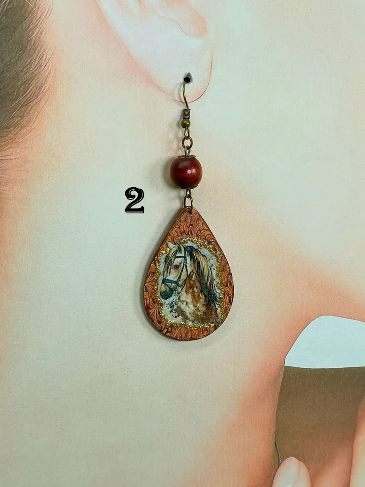 Earrings with print. Handmade jewelry.