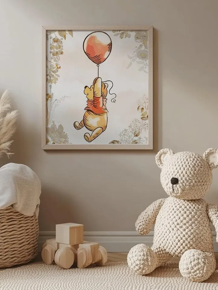 Winnie the Pooh Nursery print, nursery decor printable wall art; Hundred Acre Wood kids room watercolor art; digital download