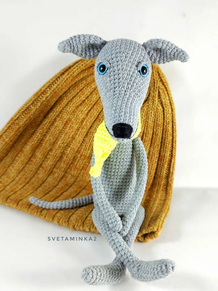 Greyhound Crochet Pattern. Greyhound Amigurumi Pattern. Whippet Crochet Dog. Digital Download. PDF.