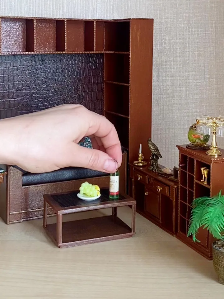 Dollhouse coffee table in 1:12 scale.
