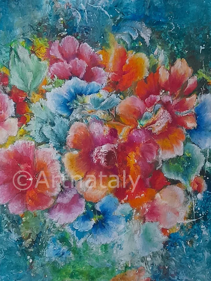 Oil Pastel Flowers Paintings Floral Heart