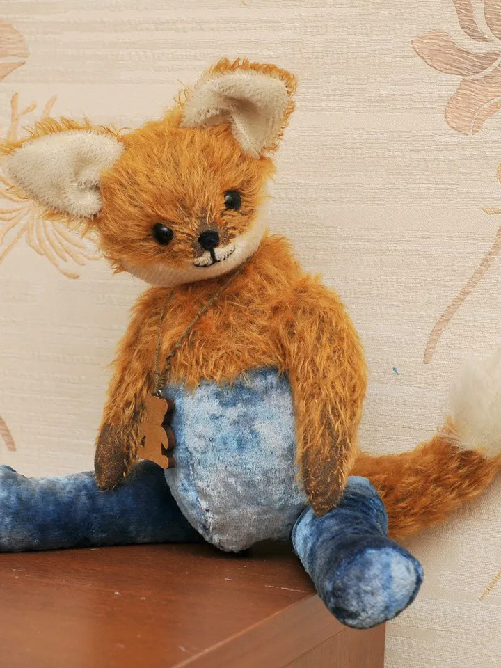 DIY Funny Fox in Pants PDF Pattern for 14" (36 cm) fully jointed stuffed toy teddy friend orange fox sewing pattern pdf