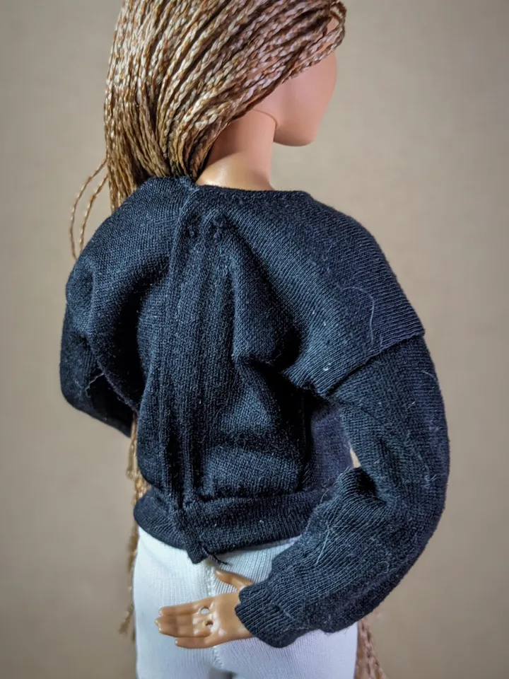 Black long-sleeve shirt for 1/6 scale fashion female dolls