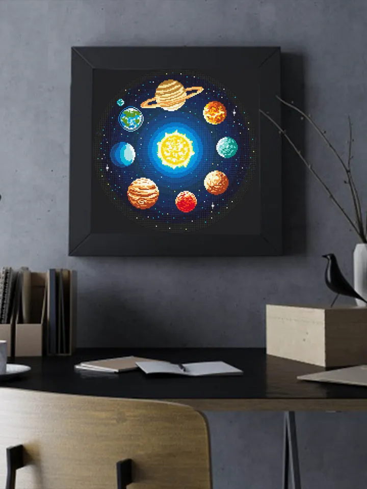 Solar system cross stitch pattern download PDF Planets cross stitch chart, Galaxy pattern PDF, Space cross stitch, Starry night sky #L58