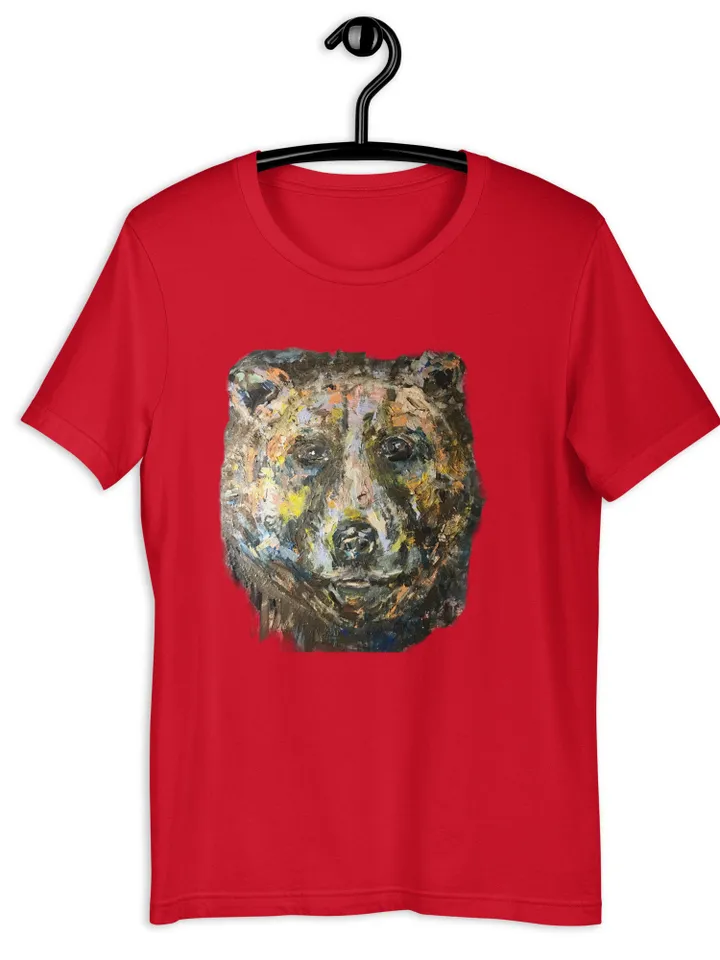 Unisex bear t-shirt made from my original acrylic painting,funny animals t shirts,designer shirts,artistic shirts,unique gift.