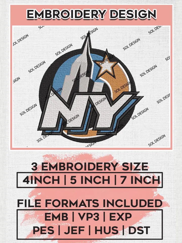 WNBA New York Liberty Embroidery Files, WNBA New York Team Embroidery Designs, Basketball Teams, 3 sizes, Machine embroidery designs, Digital Download