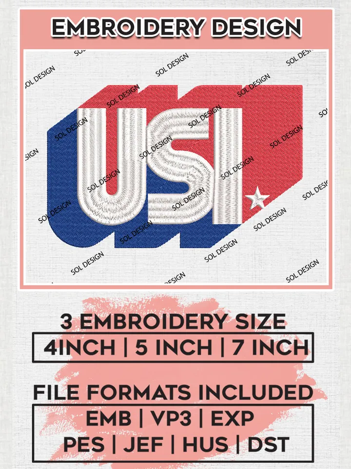 USI Screaming Eagles NCAA Team Logo Embroidery Design Files, NCAA Southern Indiana Screaming Eagles Machine Embroidery, NCAA Teams, 3 sizes, NCAA Machine embroidery designs, Digital Download