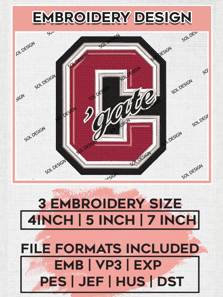 NCAA Colgate Raiders Logo Machine Embroidery Design, NCAA Colgate Raiders Embroidery Design Design files, NCAA Team Embroidery Designs, NCAA Machine Embroidery Designs, Digital Download