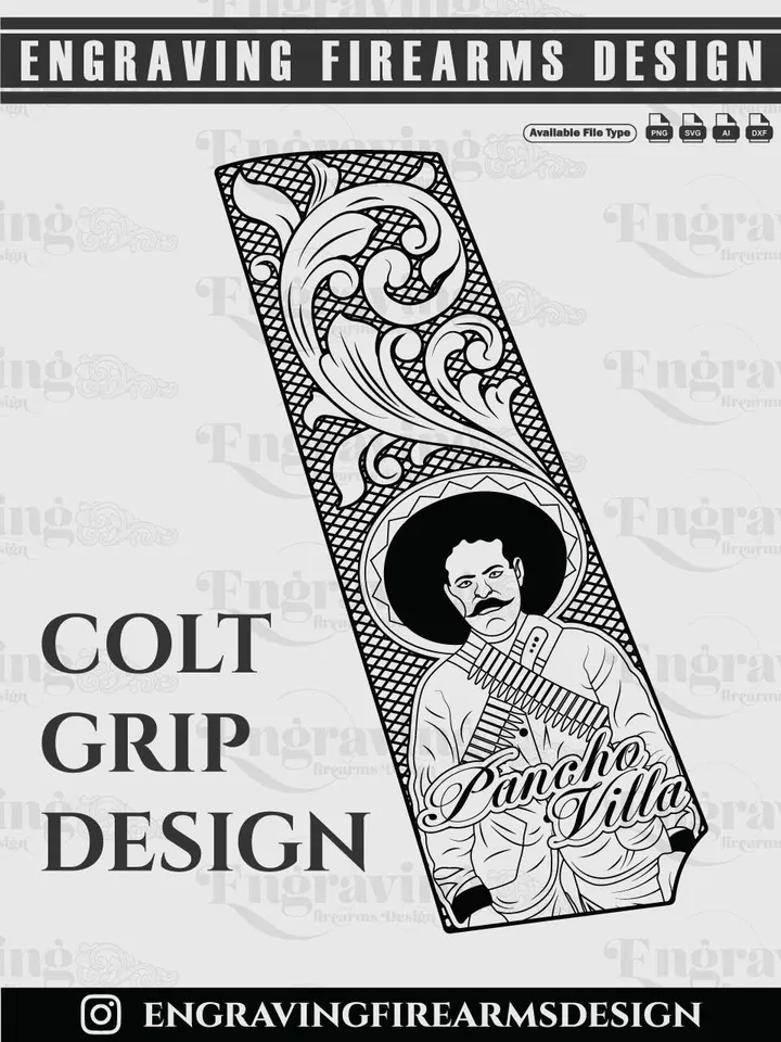 Colt 1911 Grip Engraving Design | Vector File Bundle for Laser Engraving