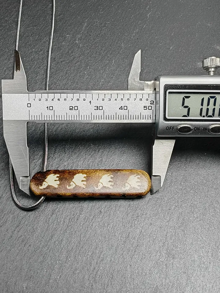 Mysterious Yak Bone Elephant Charm,Gandhanra Tibetan Buddhist Amulet Necklace,50 Years Old,51 × 12mm