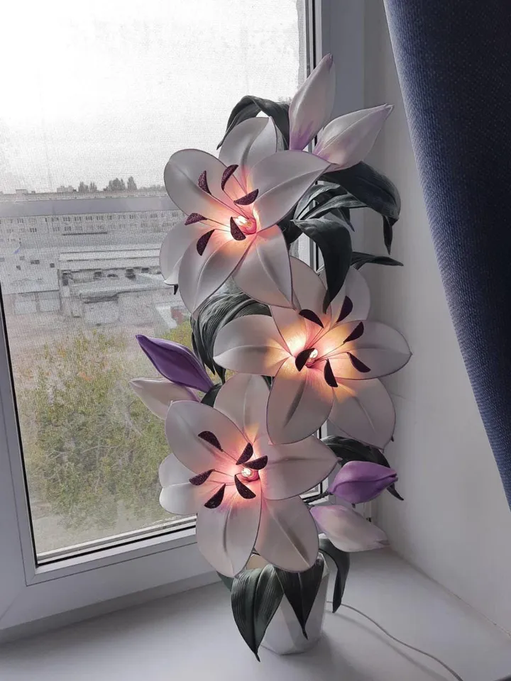 table lamp, lamp, glowing flower, lily, floor lamp, led lamp