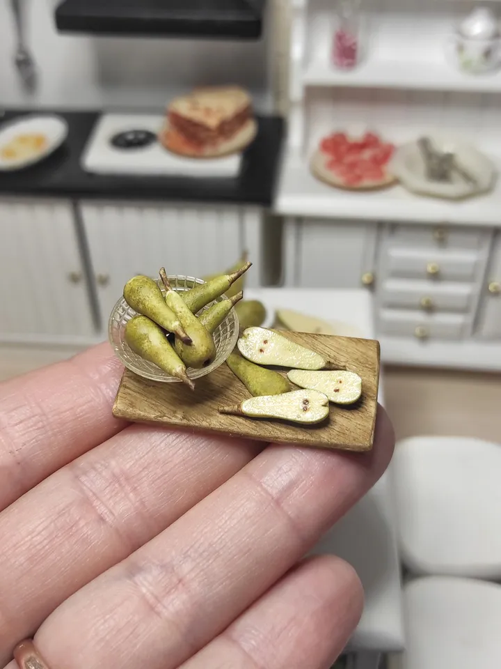 Small food, micro fruit, mini food, pear for dollhouse, fruit for dolls, tiny miniature, dollhouse miniature - fruit