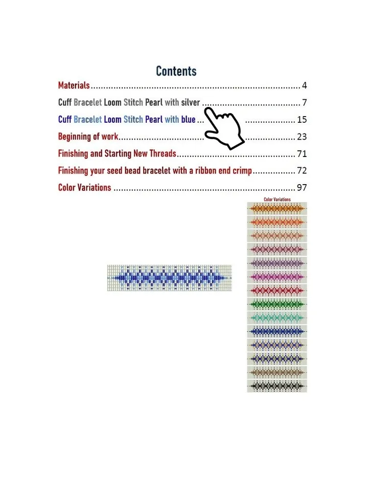TUTORIAL Cuff Bracelet Loom - Square Stitch, Bead Patterns Bracelet, Seed beads Preciosa and Square glass beads, Instant Download