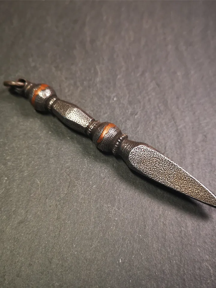 Gandhanra Handmade Tibetan Amulet ,Kila(Dorje Phurba) , Trantic Buddhism Ritual Implement Pendant,Made of Cold Iron,3.74&quot;