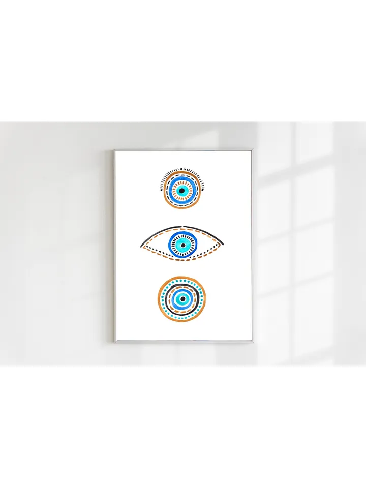 Evil Eye Print,Blue Evil Eye, Nazar Poster, Evil Eye Wall Decor, Abstract Blue Eye, Boho Eye Art Print, Turkish Evil Eye Art Poster