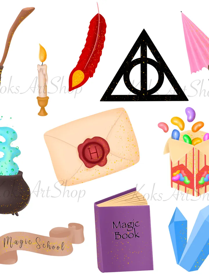 Wizard Clip Art, Wizarding school, Wizarding PNG, Magic Clipart, Magical school, Magic Stickers, Wizarding Stickers, Hogwart legacy