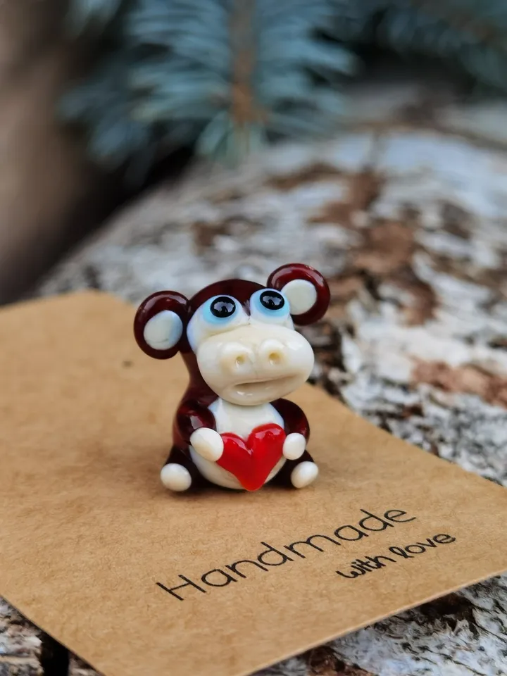 Monkey figurine Monkey miniature Monkey Tiny Monkey glass Monkey Tiny figurine Miniature animal